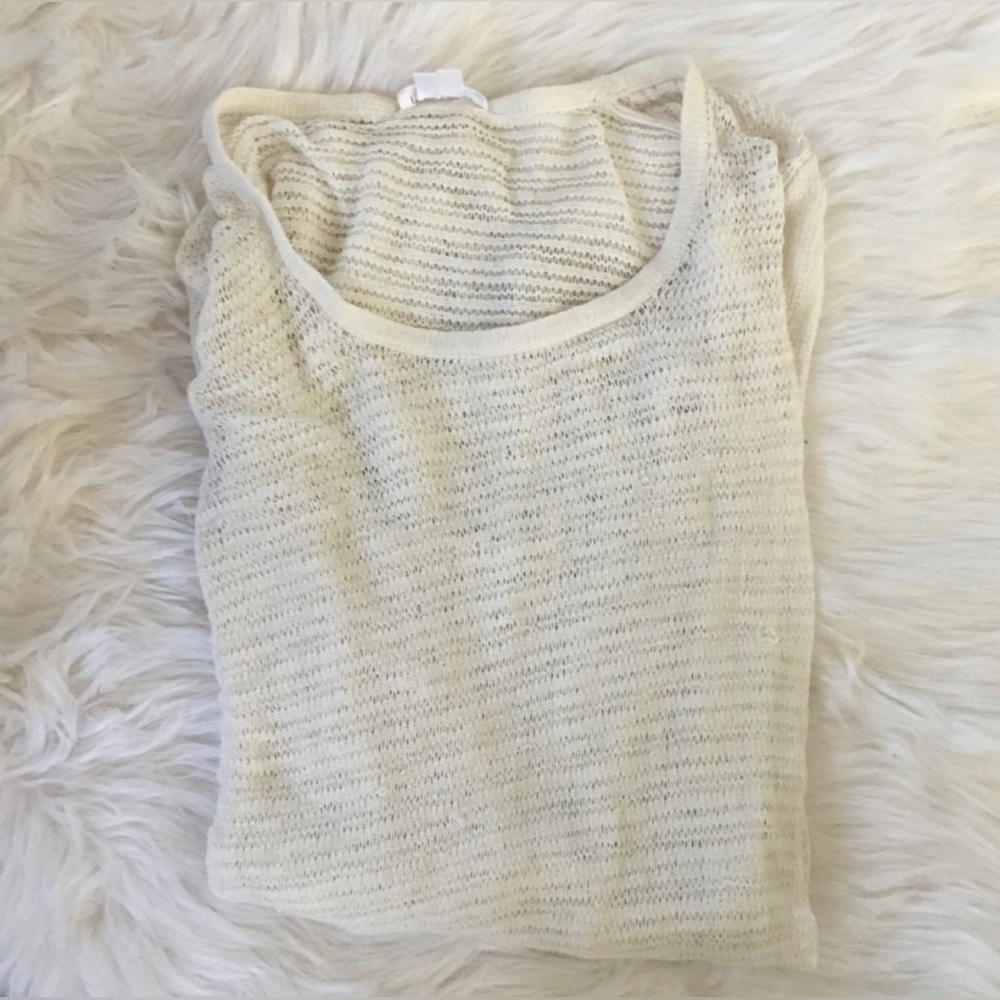 Helmut Lang Layering Open Weave Ivory Sweater S/M - image 4